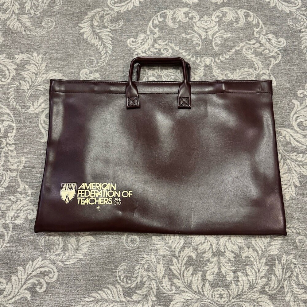 Vintage AFT American Federation of Teachers Burgundy Portfolio Briefcase